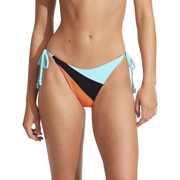 Seafolly Standard Tie Side Brazilian Bikini Bottom, Slice of Splice Tango 10 - Picture 1 of 3